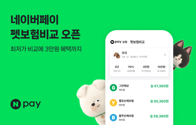 Naver Pay launches ‘pet insurance comparison and recommendation’ service… Partnership with 5 insurance companies